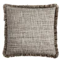 Found & Fable Light Grey Solid Woven with Fringe Outdoor Throw Pillow, 18"