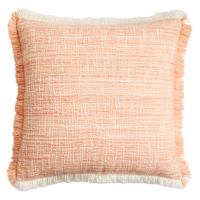 Honeybloom Rose Solid Woven with Fringe Outdoor Throw Pillow, 18"