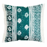 Honeybloom Dark Green Flowers Woven Outdoor Throw Pillow, 18"