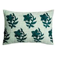 Honeybloom Periwinkle Flowers Woven Lumbar Outdoor Throw Pillow, 14x20
