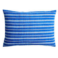 Honeybloom Dark Blue Stripe Woven Lumbar Outdoor Throw Pillow, 14x20