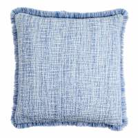 Honeybloom Light Blue Solid Woven with Fringe Outdoor Throw Pillow, 18"