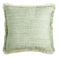 Providence Light Green Solid Woven with Fringe Outdoor Throw Pillow, 18"