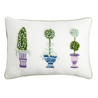 Providence Potted Shrubs Woven Lumbar Outdoor Throw Pillow, 14x20
