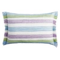 Purple & Green Stripe Woven Lumbar Outdoor Throw Pillow, 14x20