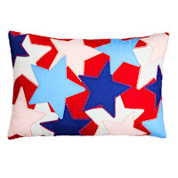 Patriotic Stars Outdoor Lumbar Throw Pillow, 14x20