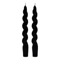 2-Pack Black Twisted Taper Candles, 8"