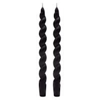2-Pack Black Twisted Taper Candles, 10"