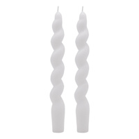 2-Pack White Twisted Taper Candles, 8"