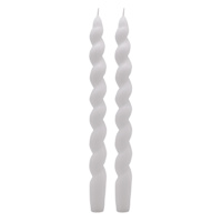 2-Pack White Twisted Taper Candles, 10"