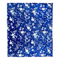 Providence Blue Florals Print Micro Plush Throw Blanket, 50x60