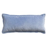 Providence Blue Cotton Velvet Throw Pillow, 14x36