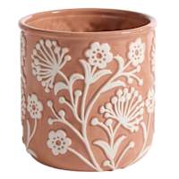 Honeybloom Indoor Pink Embossed Flower Planter, 7"