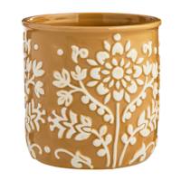 Honeybloom Indoor Yellow Embossed Flower Planter, 7"