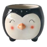 Indoor Penguin Ceramic Planter, 3"