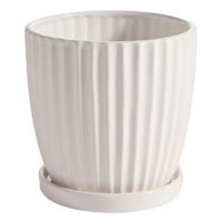 Providence Indoor Bridget White Ceramic Planter with Saucer, 6"