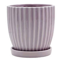 Providence Indoor Bridget Lilac Ceramic Planter with Saucer, 6"