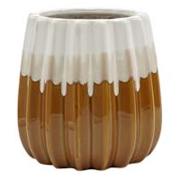 Honeybloom Indoor Ribbed Honey Glaze Planter, Medium