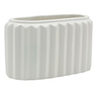 Crosby St. Indoor Harlow Pleat White Planter, Small