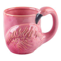 Pink Flamingo Handle Embossed Mug, 18oz