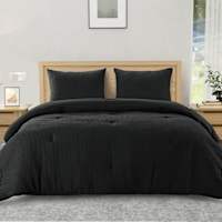 Crosby St. 3-Piece Black Waffle Cotton Comforter Set, King