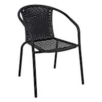 Wicker & Metal Stacking Patio Chair, Black