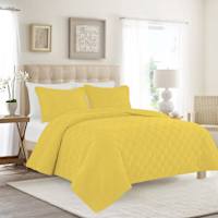 Crosby St. 3-Piece Yellow Washed Microfiber Quilt Set, Full/Queen
