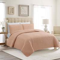 Honeybloom 3-Piece Pink Washed Microfiber Quilt Set, Full/Queen