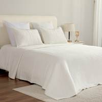 Providence 5-Piece White Ribbed Velvet Comforter Set, Full/Queen