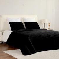 Crosby St. 3-Piece Black Boucle Quilt Set, King