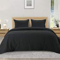 Crosby St. 3-Piece Black Waffle Quilt Set, Full/Queen