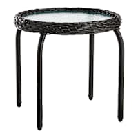 Providence Fairview Wicker Patio Side Table, Black