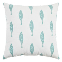 Honeybloom Blue Fish Print Throw Pillow, 18"