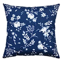 Providence Navy Blue Floral Print Throw Pillow, 18"