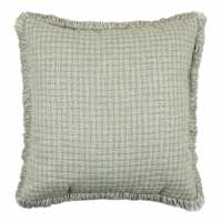 Honeybloom Green Slub Throw Pillow With Fringe, 18"