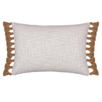 Found & Fable White Textured Throw Pillow with Tassels, 14x20