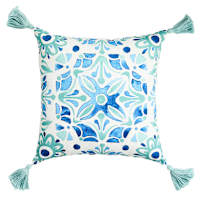 Honeybloom Novo Tile with Tassels Outdoor Throw Pillow, 18"