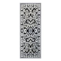 Arrington Black & Grey Traditional Border Washable Accent Rug, 24x55