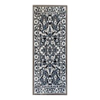 Arrington Taupe & Blue Traditional Border Washable Accent Rug, 24x55