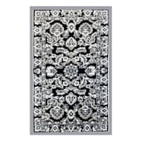 Arrington Black & Grey Traditional Border Washable Accent Rug, 36x59
