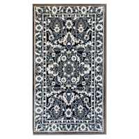 Arrington Taupe & Blue Traditional Border Washable Accent Rug, 3x5
