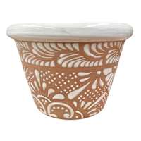 Hand Painted White Terra Bordeo Planter, Medium