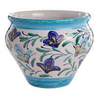 Hand Painted Spanish Blue Swirl Outdoor Planter, Medium