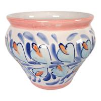 Hand Painted Spanish Orange Swirl Outdoor Planter, Medium