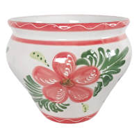 Hand Painted Spanish Red Floral Outdoor Planter, Large