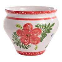 Hand Painted Spanish Red Floral Outdoor Planter, Medium