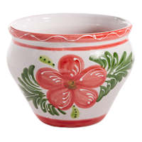 Hand Painted Spanish Red Floral Outdoor Planter, Small