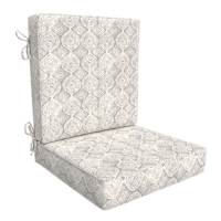2-Piece Grey Patna Geo Print Outdoor Deep Seat Cushion