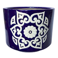 Blue Medallion Outdoor Planter, Large