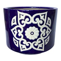 Blue Medallion Outdoor Planter, Medium